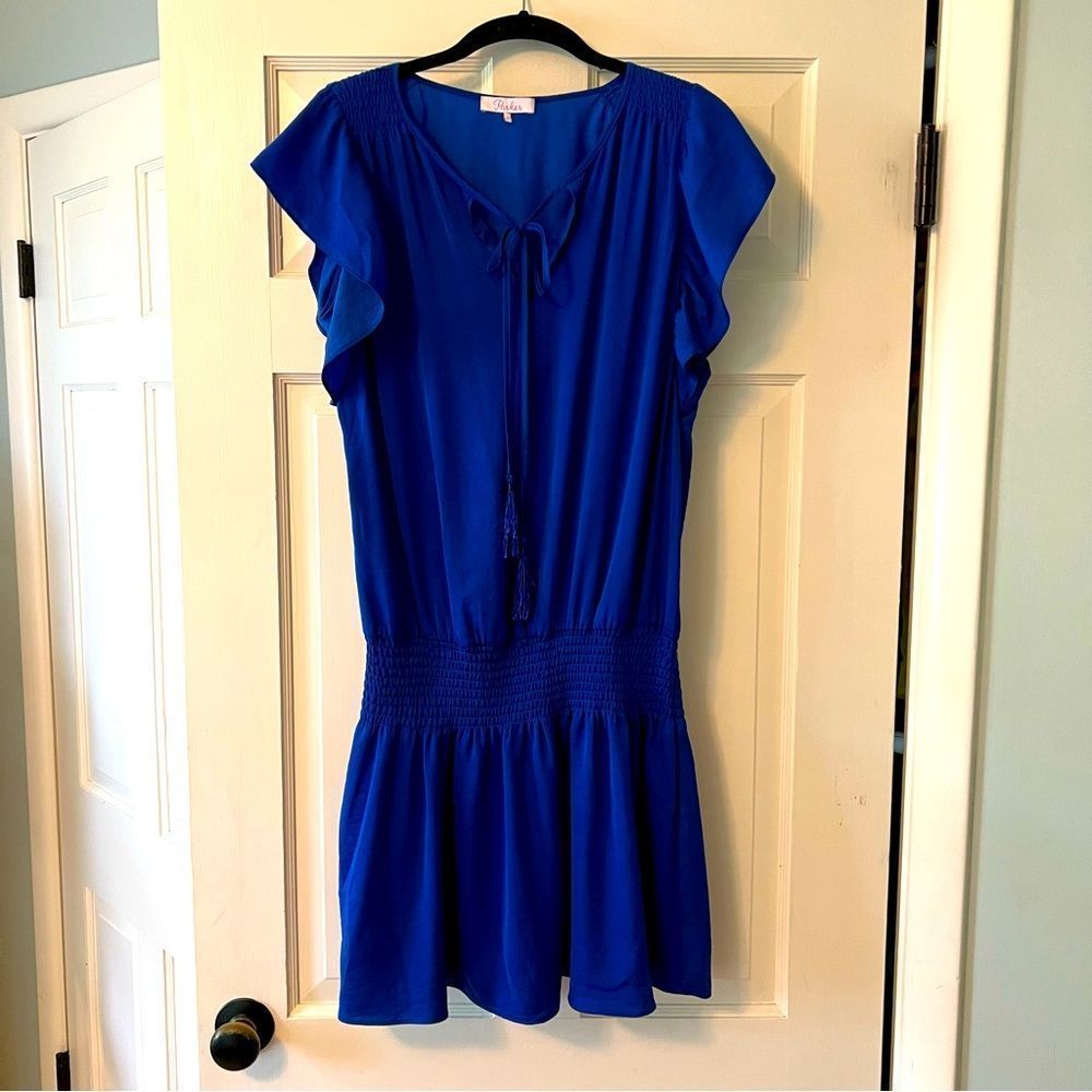 Parker Silk royal blue tunic top dress M